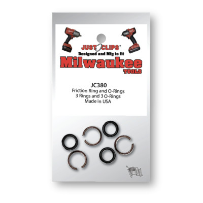 JUST CLIPS 3/8'' FRICTION RINGS & O-RINGS FOR MILWAUKEE TOOLS - 10 PACK