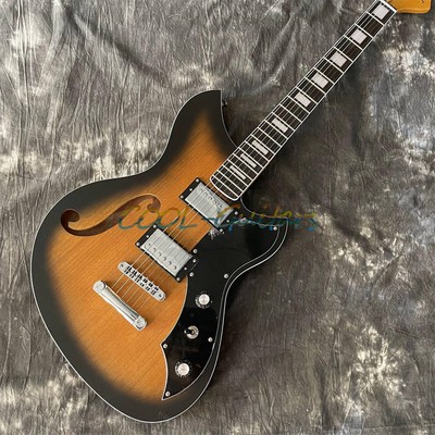 Semi Hollow Body Serus J Electric Guitar Tobacco Sunburst F Hole Chrome Hardware