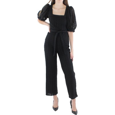 

LINI Womens Willa Черный кружевной комбинезон с квадратным вырезом и поясом  BHFO 8349