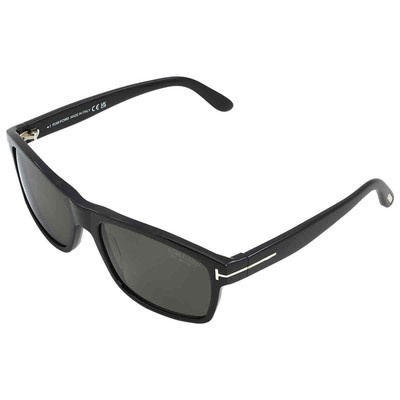 Pre-owned Tom Ford August Polarized Smoke Rectangular Men's Sunglasses Ft0678 01d 58 In Gray