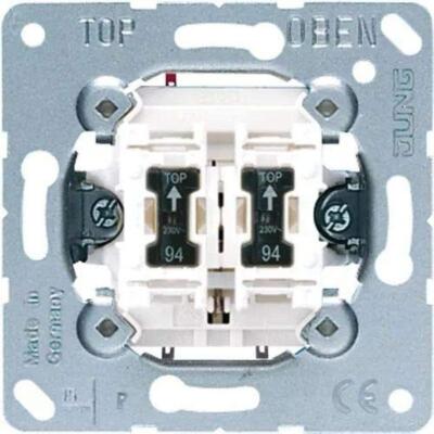 Jung Doppel-Taster-Einsatz 535U5 10A, 250V, 2 Schließer, mit Federklemmen, IP20