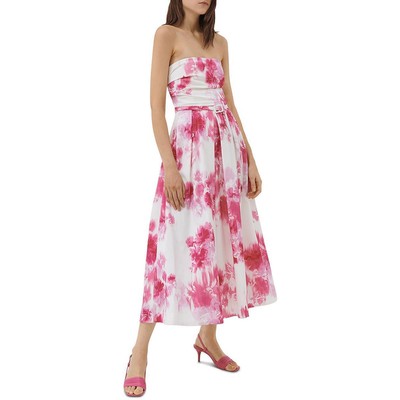 

Женское белое плиссированное летнее платье миди Marella Ecuador  BHFO 5181, Розовый