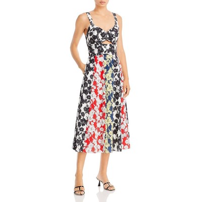 

Женское белое шелковое платье миди без рукавов Jason Wu  BHFO 0119, Black/red/navy