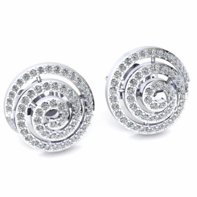 Pre-owned Jewelwesell 0.6ctw Genuine Round Cut Diamond Ladies Swirl Studs Earrings Solid 18k Gold In H