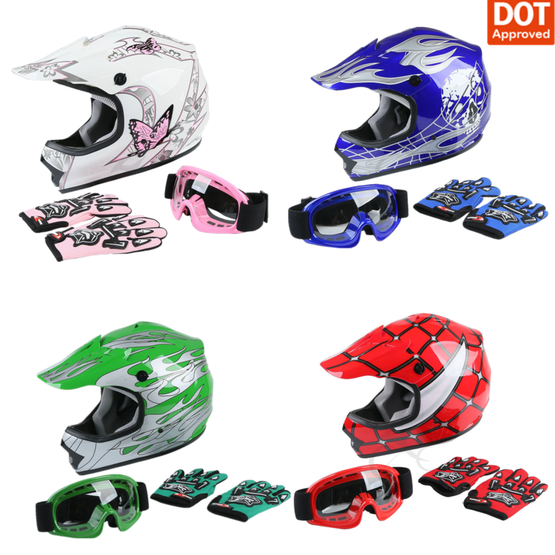 DOT Youth Helmet Child Kids Motorcycle Full Face Offroad Dirt Bike ATV S M L XL