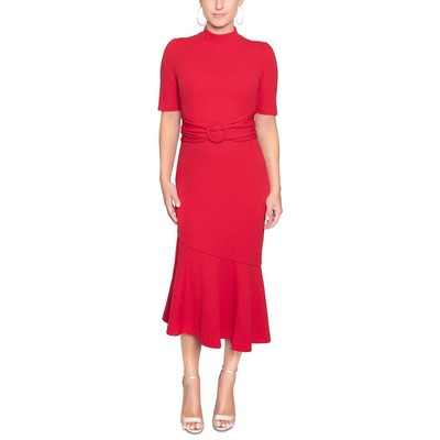 

Rachel Rachel Roy Женское красное платье миди до середины икры с поясом и воротником  BHFO 3835, French red