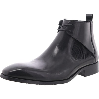 Maison Forte Mens Black Leather Almond Toe Chukka Boots 10 Medium (D) BHFO 6155