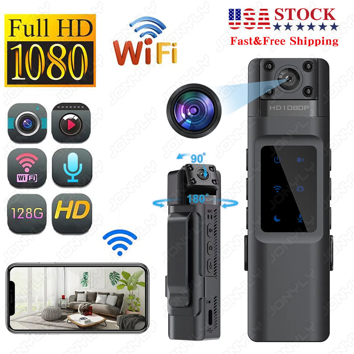 1080P Mini Wifi Camera Video Recorder Police Night Vision Bo