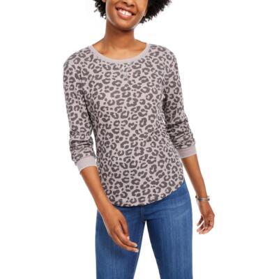 Ultra Flirt Womens Waffle Crewneck Casual Top Shirt Juniors BHFO 6273