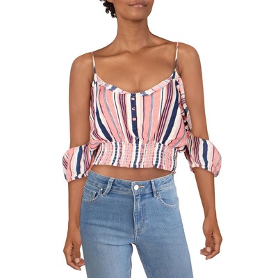 

Женская укороченная рубашка в полоску с открытыми плечами Flying Tomato BHFO 2153