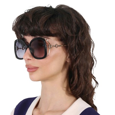 Pre-owned Gucci Grey Butterfly Ladies Sunglasses Gg1021s 002 56 Gg1021s 002 56 In Gray