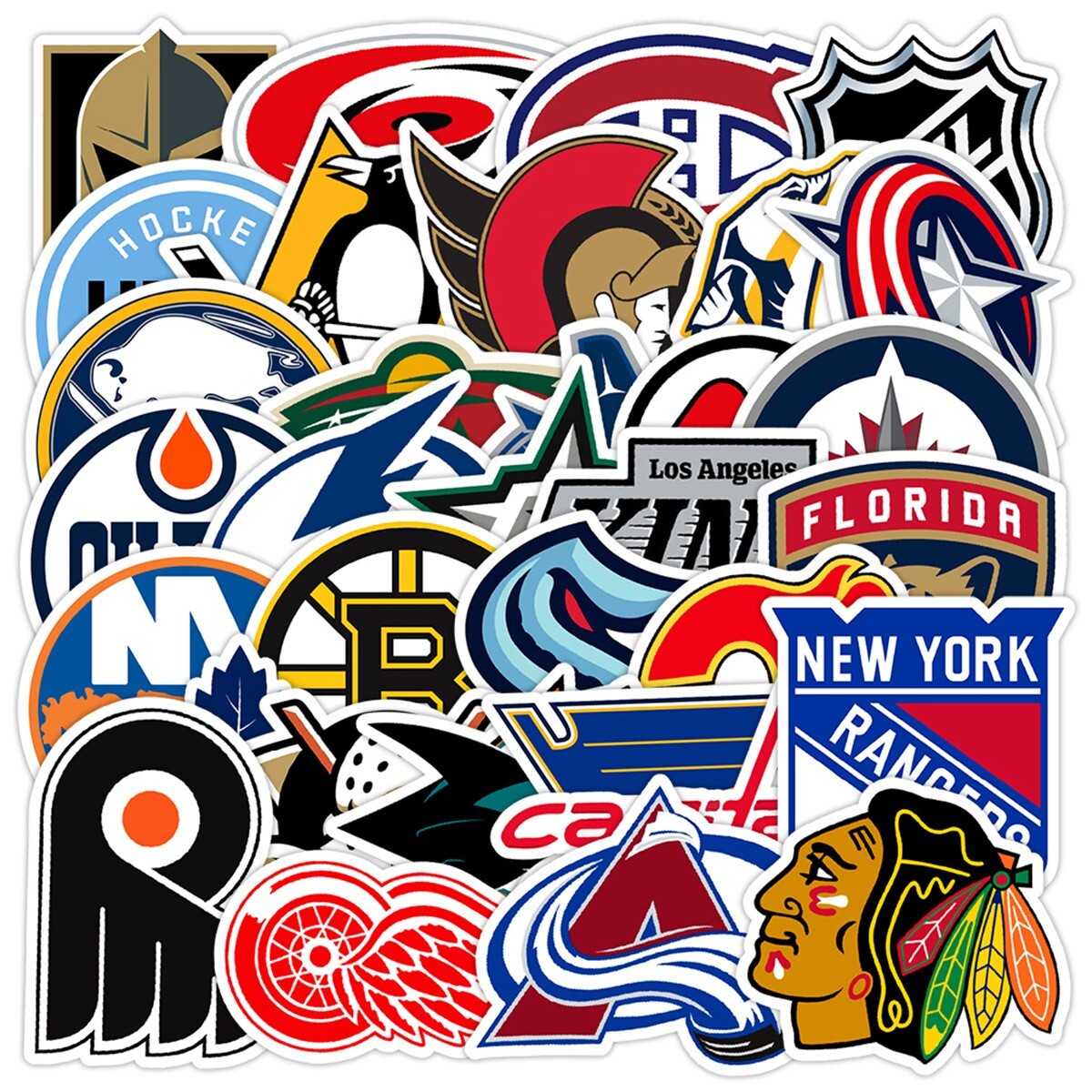 33 Pcs Stickers Hockey All NHL Teams LOGO Fridge Luggage Auto Car Laptop Vinyl - Picture 11 of 11