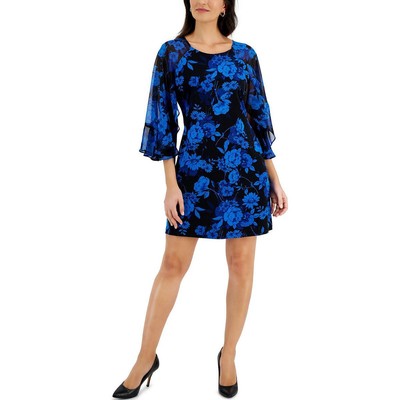 Связанная одежда Женское синее шифоновое облегающее платье-клеш Petites 12P BHFO 4763