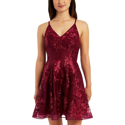 BCX Womens Pink Embroidered Mini Party Fit & Flare Dress Juniors 15 BHFO 6940