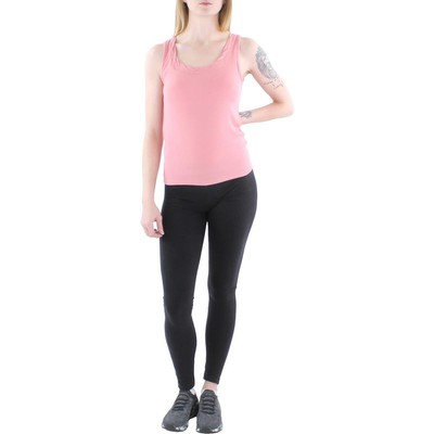 Великолепная женская розовая трикотажная футболка в рубчик с закручивающимся вырезом и безрукавкой M BHFO 1994