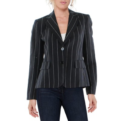 Женский черный блейзер с двумя пуговицами в тонкую полоску Lauren Ralph Lauren 14 BHFO 5303