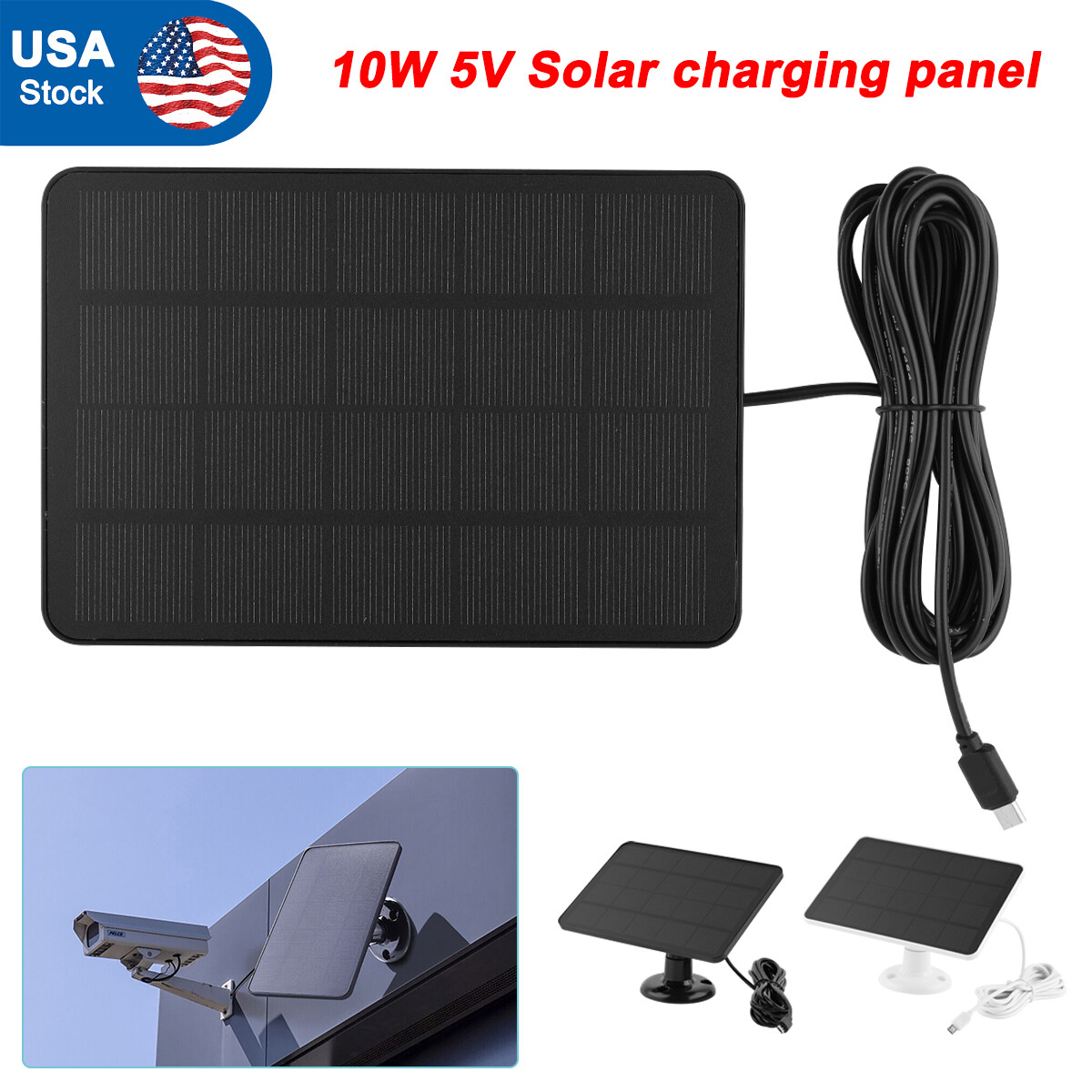 USB Solar Panel Power Bank Camera Security Outdoor Camping Hiking Phone Charger