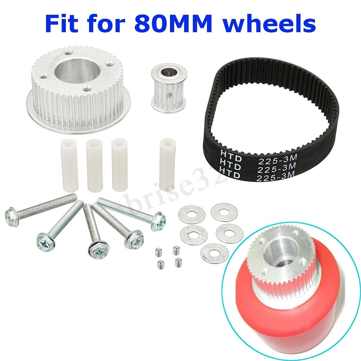 17Pcs/Set Electric Skateboard Pulley Motor Mount Drive Kit Parts For 80MM  +