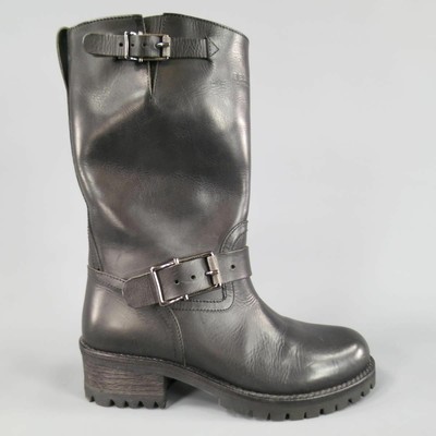BELSTAFF Size 7 Black Leather FULHAM MOTO Biker Boots