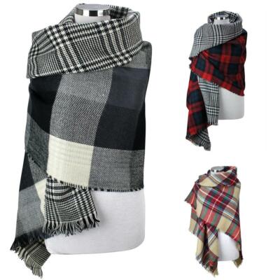 XXL WINTER KARO SCHAL DICK DECKENSCHAL KAROSCHAL STRICK SCHAL WINTERSCHAL