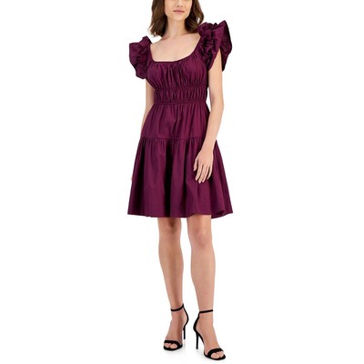 Женское фиолетовое мини-платье-футляр с оборками Taylor Womens 10 BHFO 0931