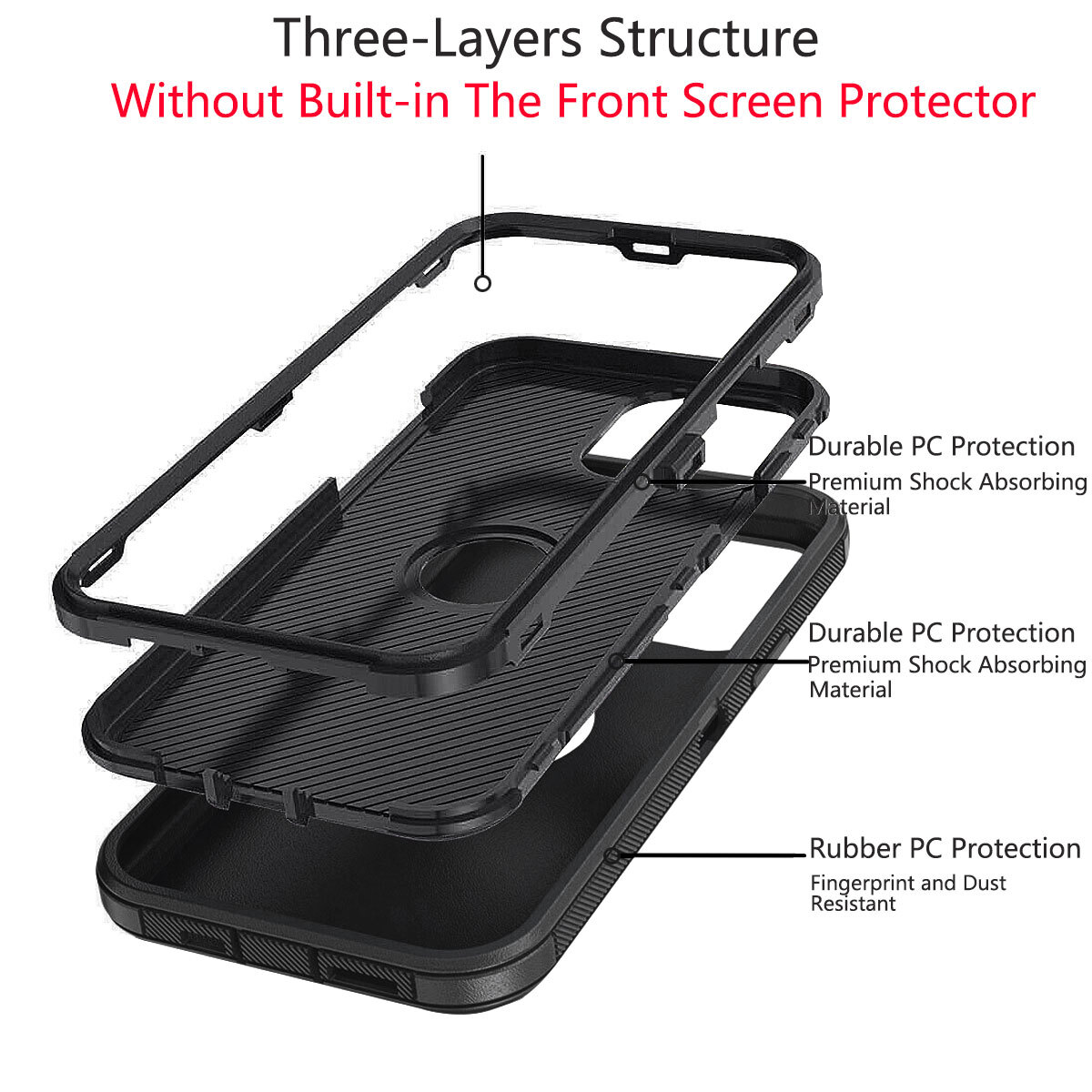 For iPhone 15 Pro Max 14 13 12 11 XR 6 7 8 SE 3rd 2nd Heavy Duty Hard Case Cover