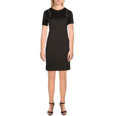 Женское черное мини-платье А-силуэта с отделкой на молнии DKNY, предназначенное для работы, 14 BHFO 5359