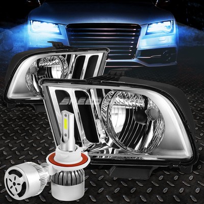 ХРОМИРОВАННЫЙ КОРПУС ФАРЫ + ПРОЗРАЧНЫЙ УГОЛОК + БЕЛЫЙ СВЕТОДИОД H13 HID с ВЕНТИЛЯТОРОМ ДЛЯ 05-09 MUSTANG