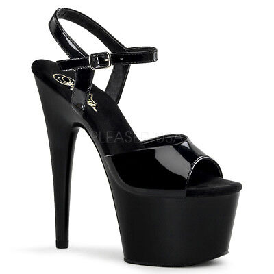 7'' Black Leather Stripper Heels Platform Exotic Pole Dance Shoes size 6 7 8 9 10