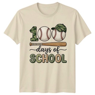 100 Days Of School Baseball T-Shirt Camouflage Baseball