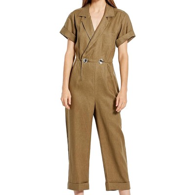 Женский укороченный комбинезон Nicholas Womens Rumi Green из льна 0 BHFO 0587