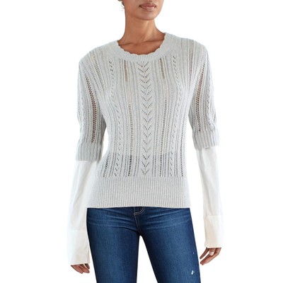 

Женский пуловер Veronica Beard Spence Grey Ladder Stitch  BHFO 0291, Grey melange