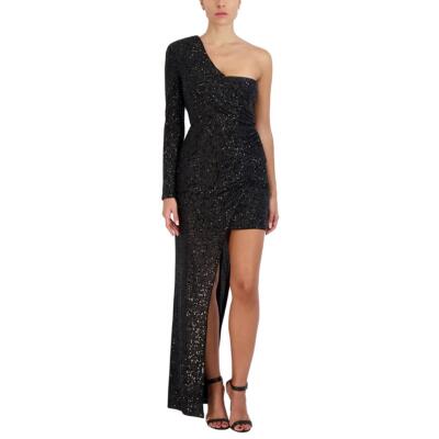 

Женское асимметричное длинное вечернее платье BCBGMAXAZRIA BHFO 2669, Черный