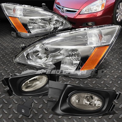 ХРОМИРОВАННАЯ ФАРА + ЖЕЛТЫЙ ПОВОРОТНИК + ДЫМЧАТЫЙ ПРОТИВОТУМАННЫЙ ФОНАРЬ + ПЕРЕКЛЮЧАТЕЛЬ ДЛЯ 03-07 ACCORD 2/4DR