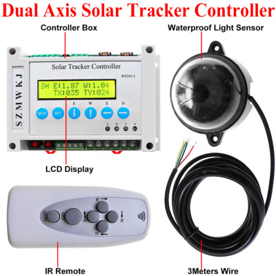 LCD Dual Axis Solar Panel Tracking Tracker &DC 6000N Linear Actuator &Anemometer
