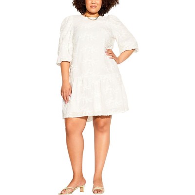 Городское шикарное женское повседневное многослойное мини-платье с цветочным рисунком цвета слоновой кости M 18 BHFO 7659