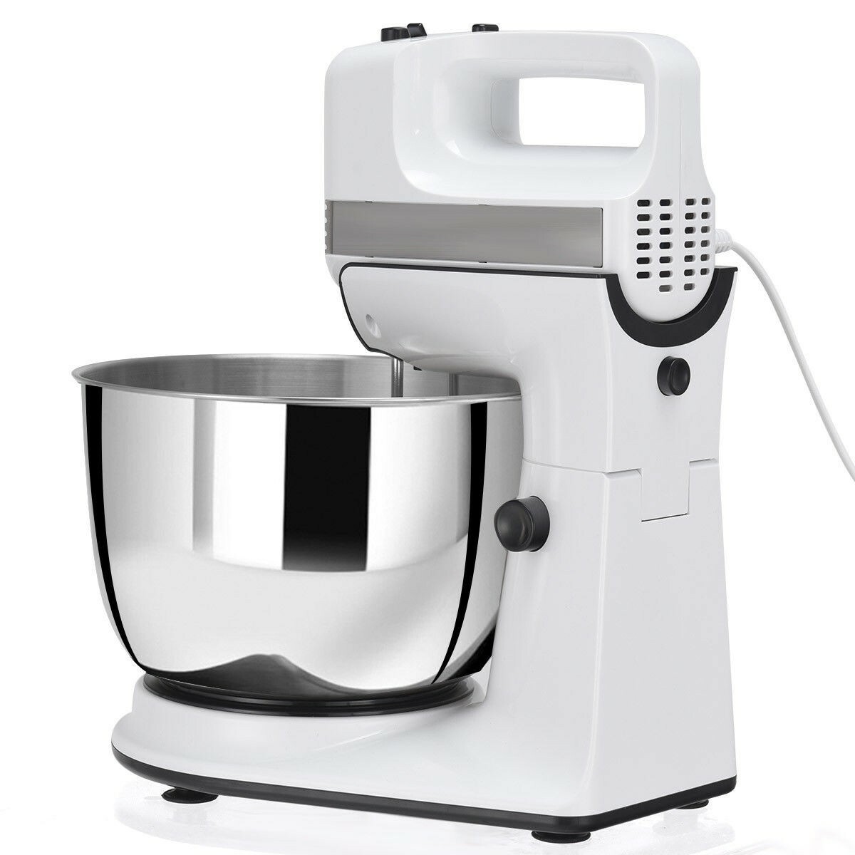 Electric Food Stand Mixer Stainless Steel Anti Slip Silicone Bowl White New 250W