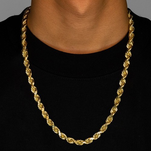 Pre-owned Texas Jewelers Real Men 10k Yellow Gold Rope Chain Necklace 8mm 24" Diamond Cut Top Quality