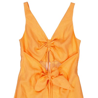 Pre-owned Nanushka Draped Linen Midi Dress In Orange