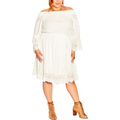 Женское миди-платье Starling Reine Sweet Spirit цвета слоновой кости, вязаное крючком, плюс 14 BHFO 3449