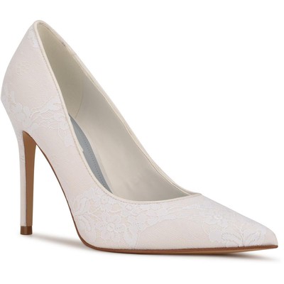 Женские вечерние туфли-лодочки Nine West с белым кружевом, размер 6,5, средний (B, M), BHFO 6059