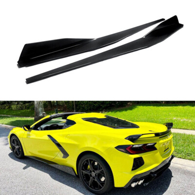 Side Skirts Extension Lip For Corvette C8 2020-23 2PC 5VM Style Carbon Fiber
