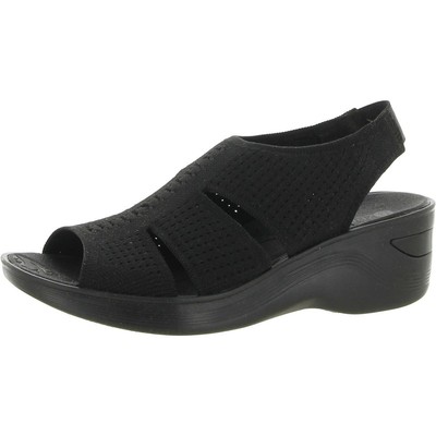 Женские босоножки Bzees Double Up черного цвета на плоской подошве 9 Medium (B,M) BHFO 3625