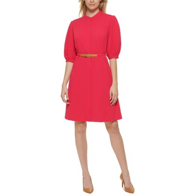 

Женское розовое короткое платье на работу с пышными рукавами Calvin Klein  BHFO 5100, Lipstick