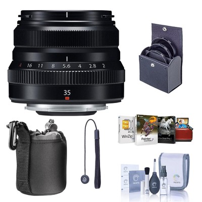 Fujifilm XF 35mm f/2 R WR Lens, Black with Free Mac Software  Accessories Kit