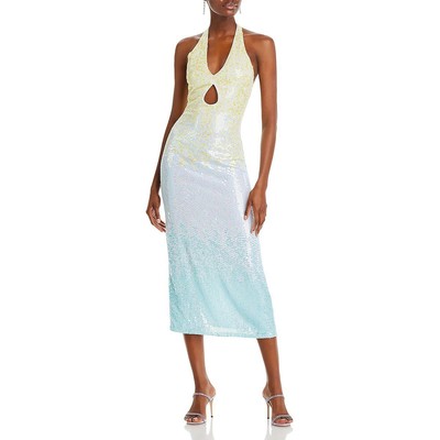 Женское вечернее платье на бретелях Yaura Womens Kitan Green с вырезом на шее 6 BHFO 1921