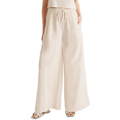 Великолепные женские льняные брюки Bailey Beige Slub с широкими штанинами S BHFO 0032