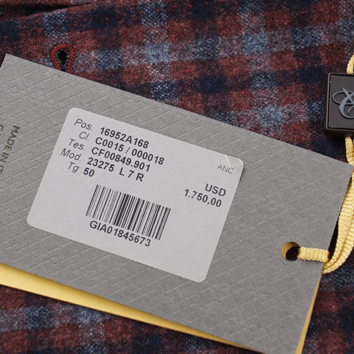 Pre-owned Canali 'kei' Rust-navy-gray Check Soft Flannel Wool Sport Coat 40r (eu 50) In Orange