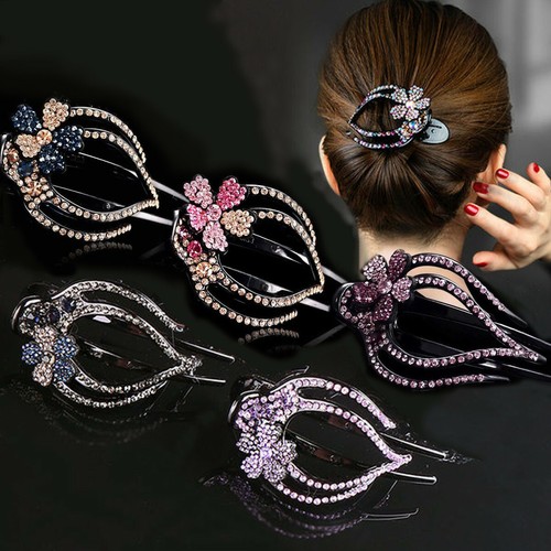 Damen Groß Alligator Strass Haarclip Haarklammer Haarspange Schmuck Haarnadel