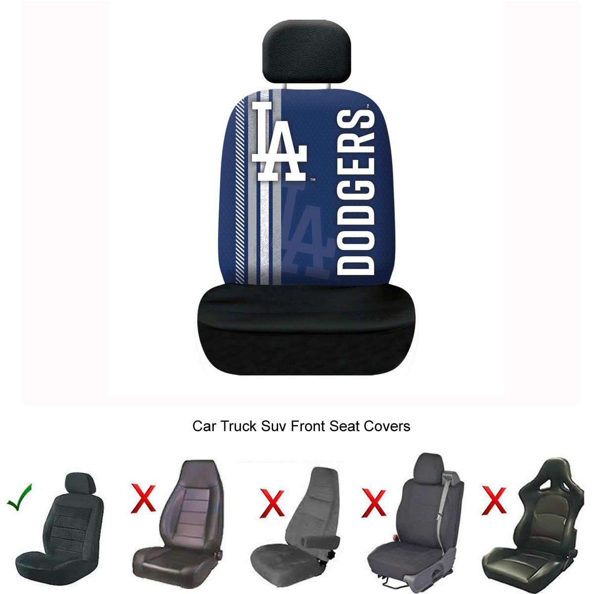 New MLB Los Angeles Dodgers Car Truck Front Seat Cover with Headrest
